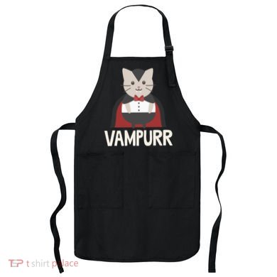 Vampurr Funny Vampire Cat Halloween Gift Apron