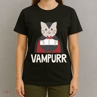 Vampurr Funny Vampire Cat Halloween Gift T-Shirt thumb 4