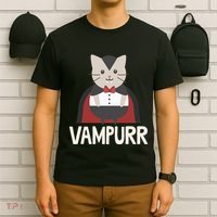 Vampurr Funny Vampire Cat Halloween Gift T-Shirt thumb 6