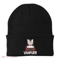 Vampurr Funny Vampire Cat Halloween Gift Beanie thumb 0