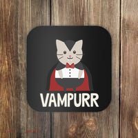 Vampurr Funny Vampire Cat Halloween Gift Coaster thumb 0