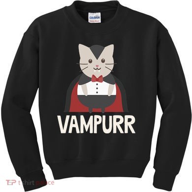 Vampurr Funny Vampire Cat Halloween Gift Kids Sweatshirt