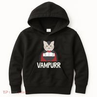 Vampurr Funny Vampire Cat Halloween Gift Kids Hoodie thumb 0