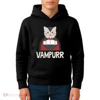 Vampurr Funny Vampire Cat Halloween Gift Kids Hoodie thumb 4