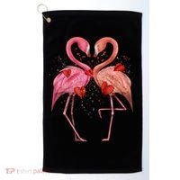 Valentine Flamingos Golf Towel thumb 0