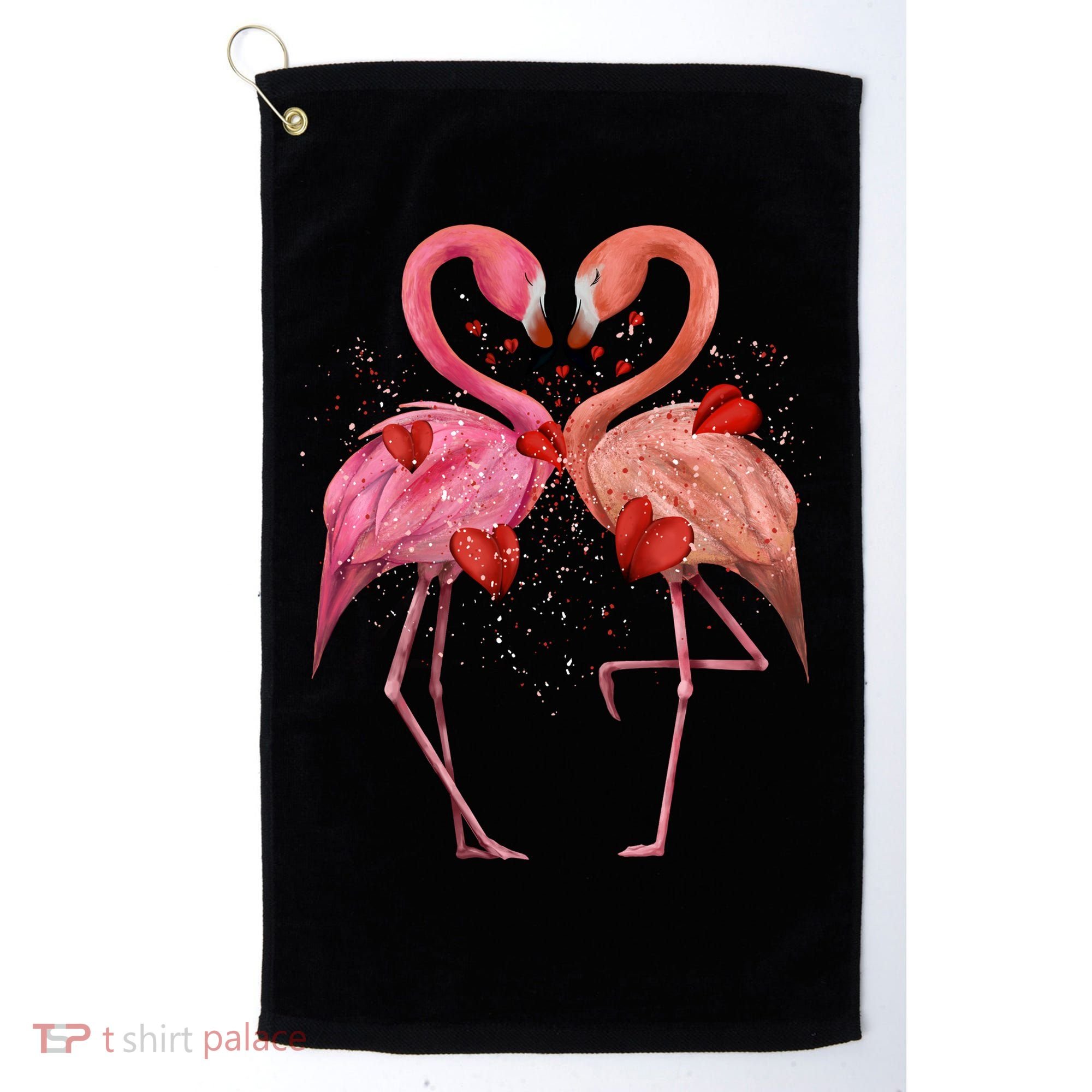 Valentine Flamingos Golf Towel