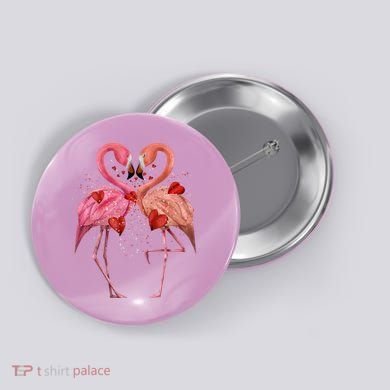 Valentine Flamingos Button