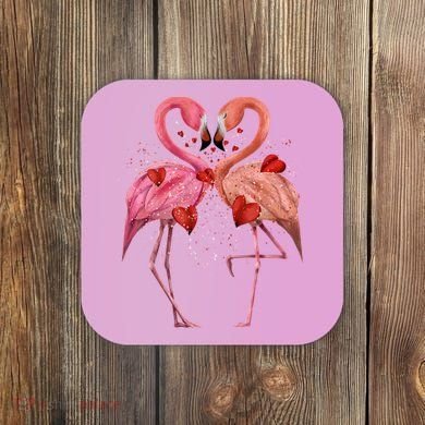 Valentine Flamingos Coaster