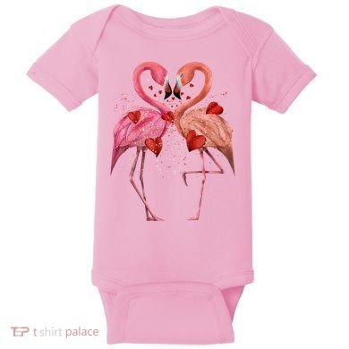Valentine Flamingos Baby Bodysuit