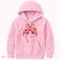 Valentine Flamingos Kids Hoodie thumb 0