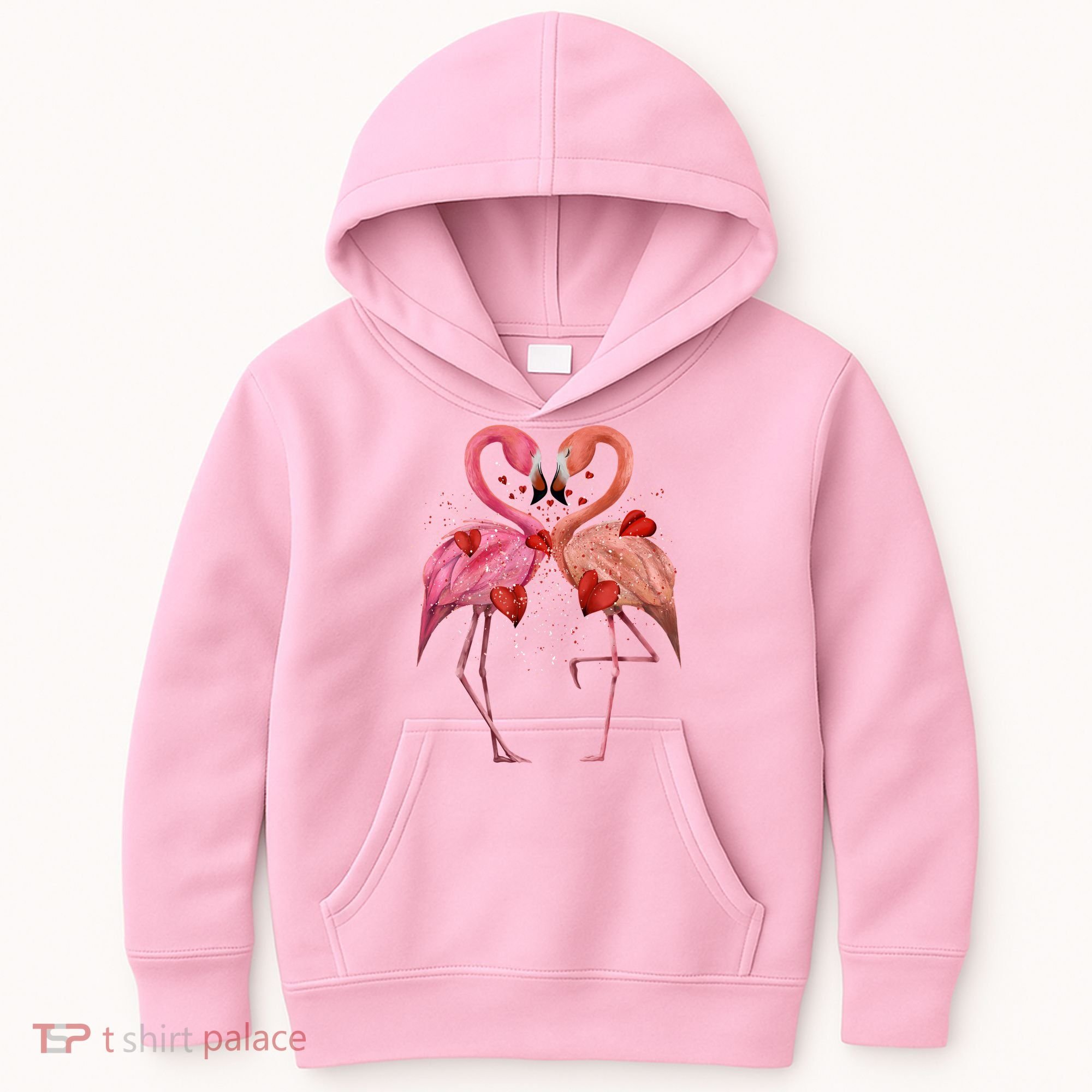 Valentine Flamingos Kids Hoodie