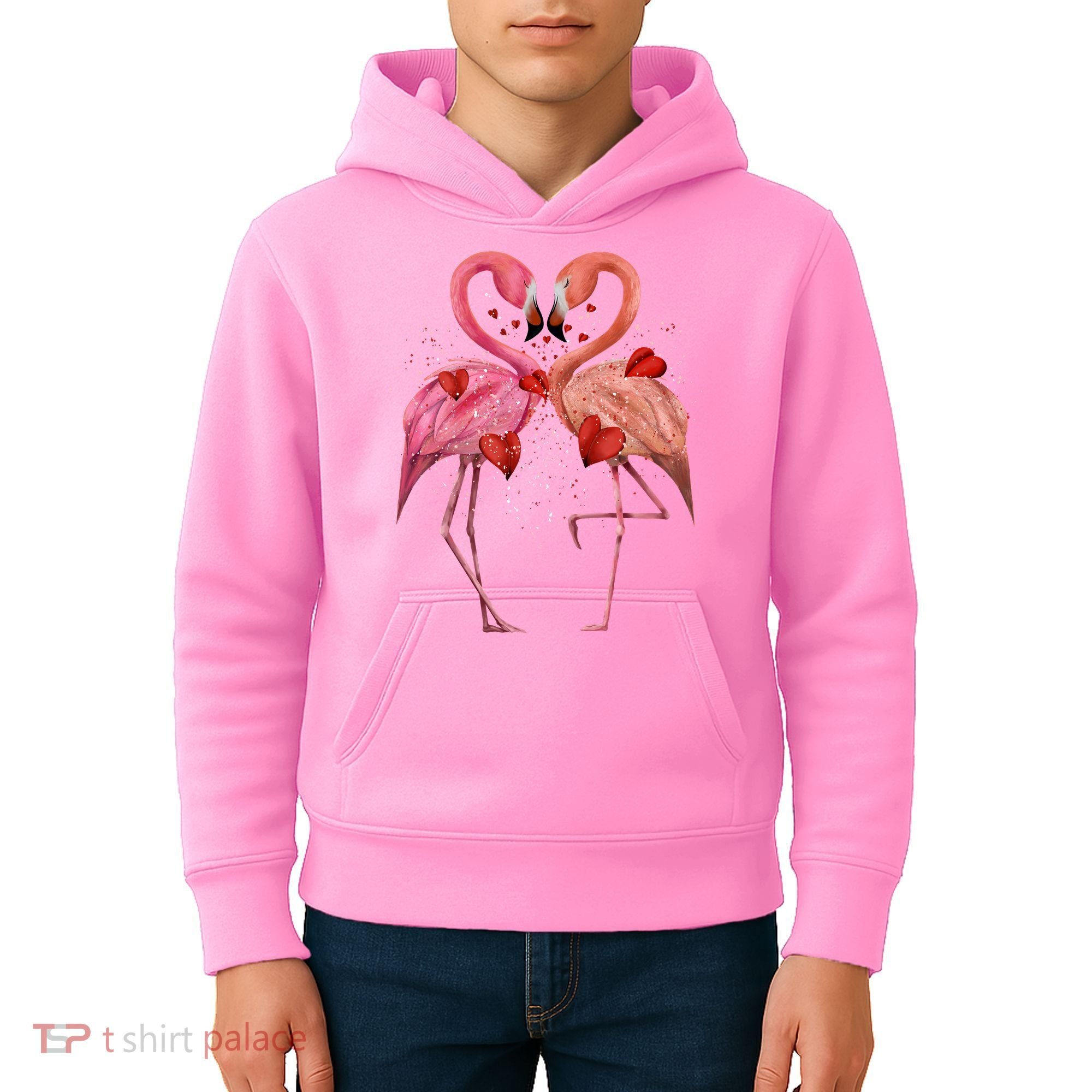 Valentine Flamingos Kids Hoodie