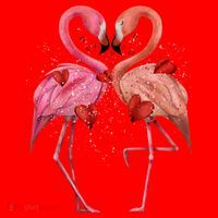 Valentine Flamingos Santa Hat thumb 1