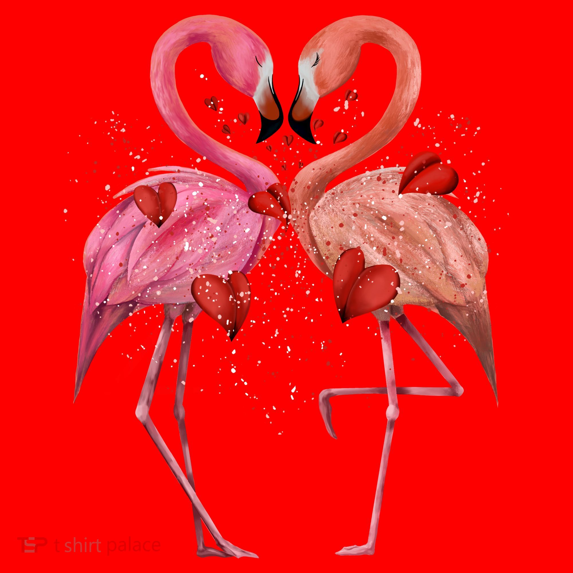 Valentine Flamingos Santa Hat