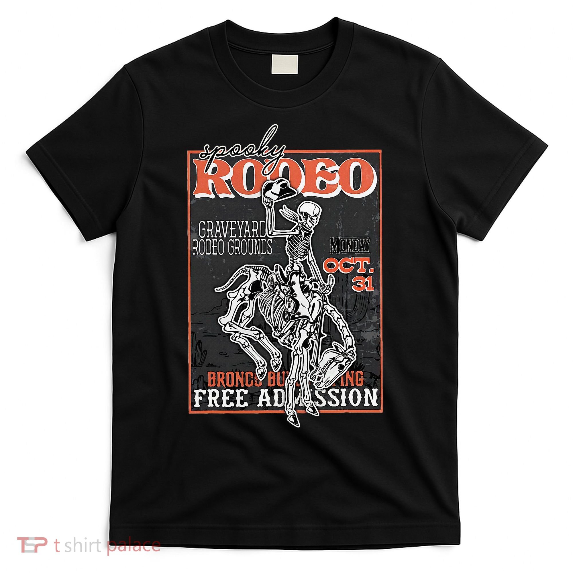 Vintage Funny Western Skeleton Halloween Cowboy Spooky Rodeo T-Shirt