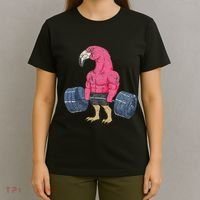 Vintage Flamingo Weightlifting Bodybuilder Muscle Fitness T-Shirt thumb 4