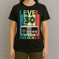 Video Gamer 30th Birthday Gifts Level 30 Unlocked T-Shirt thumb 4