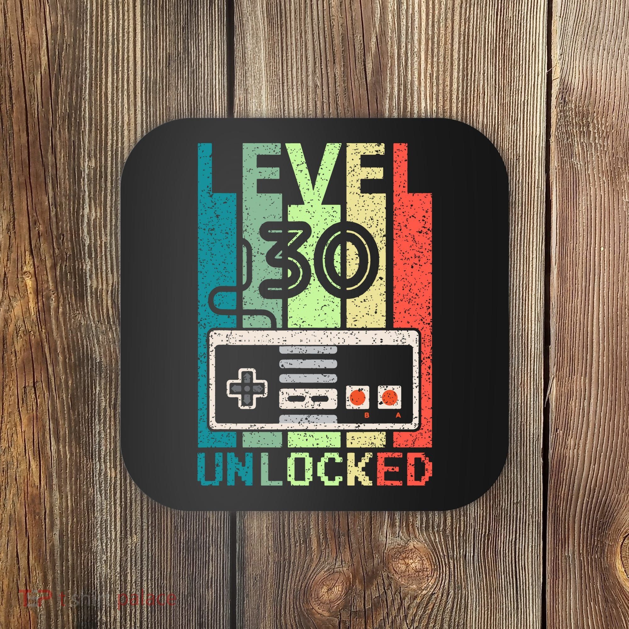 Video Gamer 30th Birthday Gifts Level 30 Unlocked Coaster