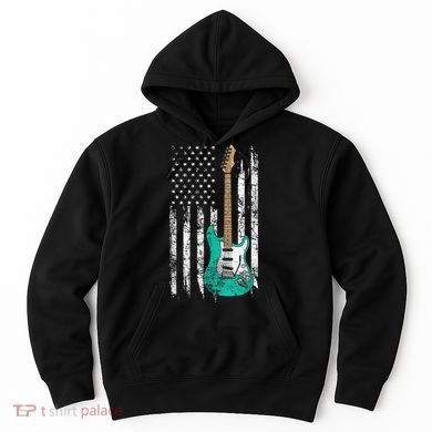 Vintage Guitar - American US Flag Hoodie