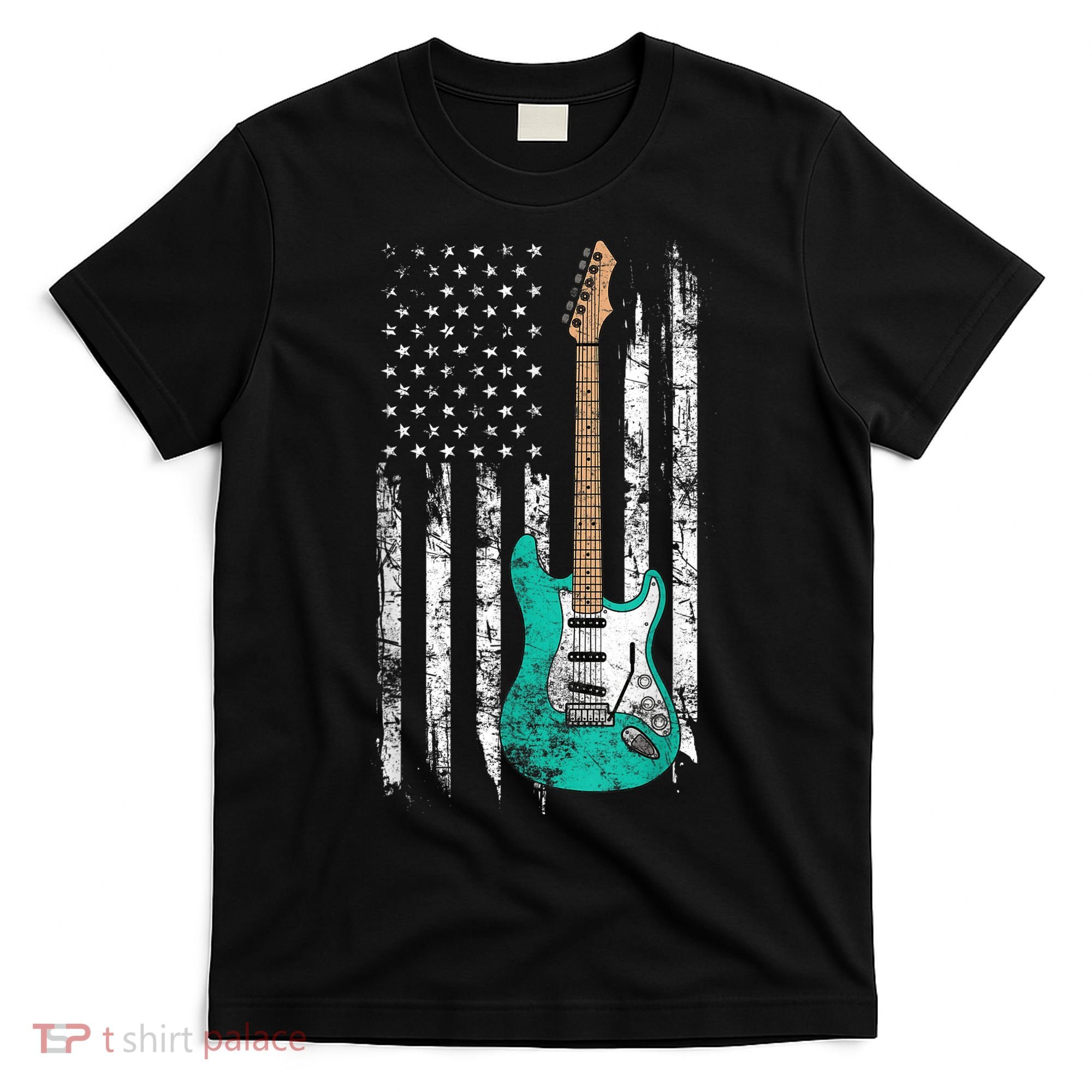 Vintage Guitar - American US Flag T-Shirt