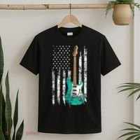 Vintage Guitar - American US Flag T-Shirt thumb 2