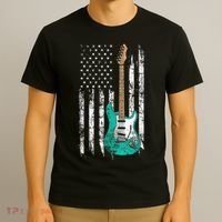 Vintage Guitar - American US Flag T-Shirt thumb 3