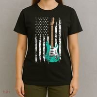 Vintage Guitar - American US Flag T-Shirt thumb 4