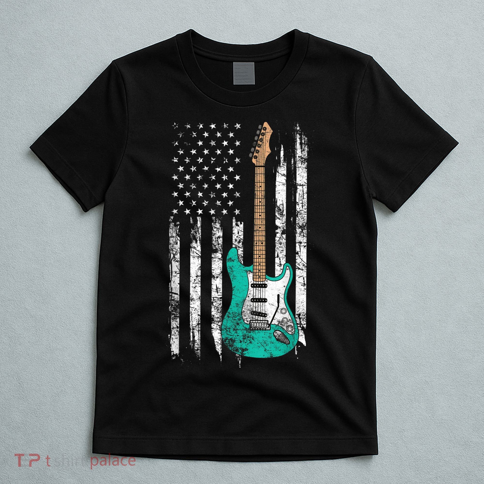 Vintage Guitar - American US Flag T-Shirt