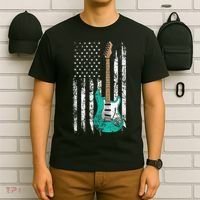 Vintage Guitar - American US Flag T-Shirt thumb 6