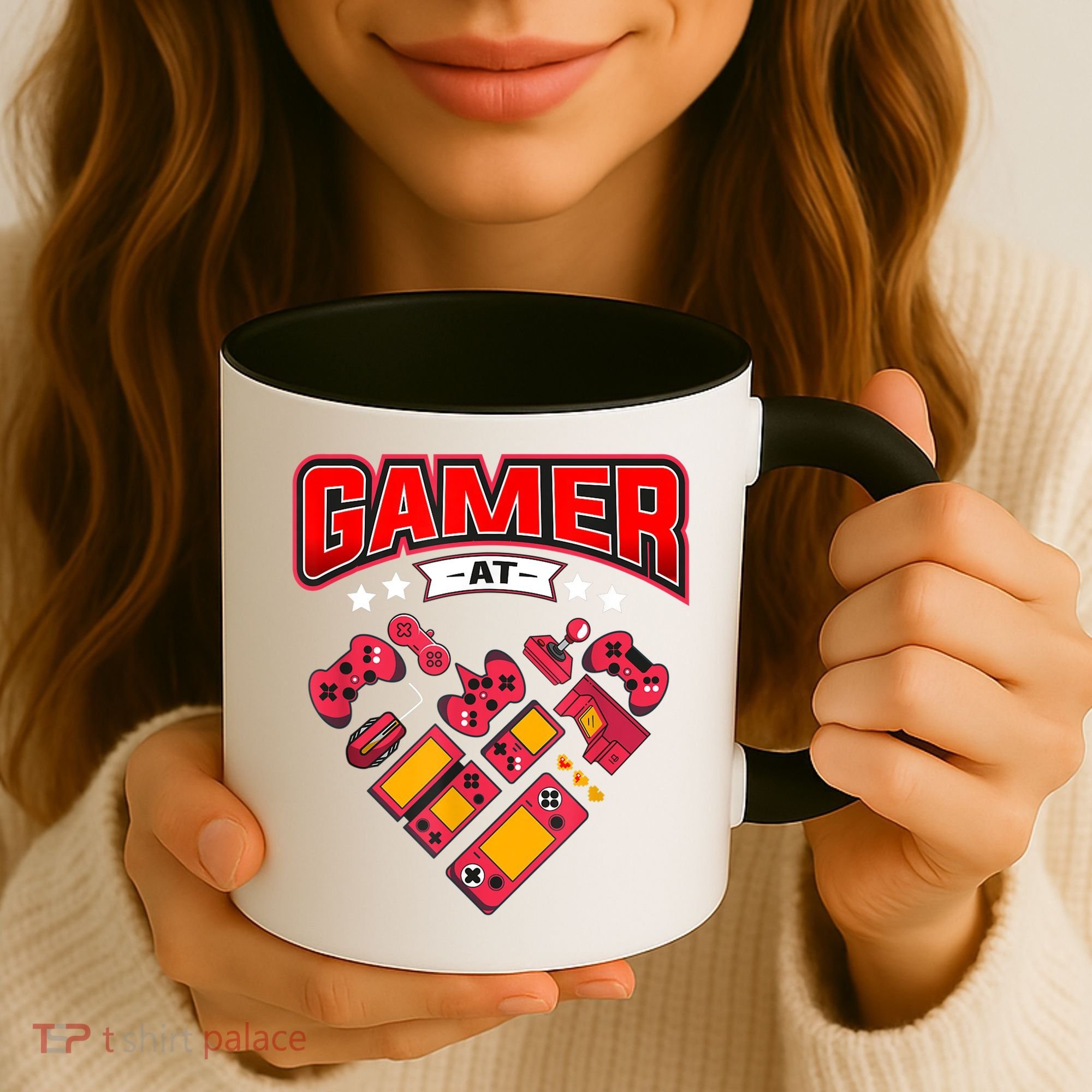 Video Gamer At Heart Gift For Mens Boys Valentines Day Gift Coffee Mug