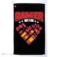 Video Gamer At Heart Gift For Mens Boys Valentines Day Gift Golf Towel thumb 0