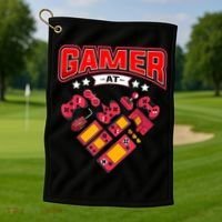 Video Gamer At Heart Gift For Mens Boys Valentines Day Gift Golf Towel thumb 1