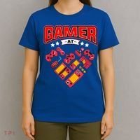 Video Gamer At Heart Gift For Mens Boys Valentines Day Gift T-Shirt thumb 4
