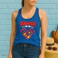 Video Gamer At Heart Gift For Mens Boys Valentines Day Gift Women's Tank Top thumb 2