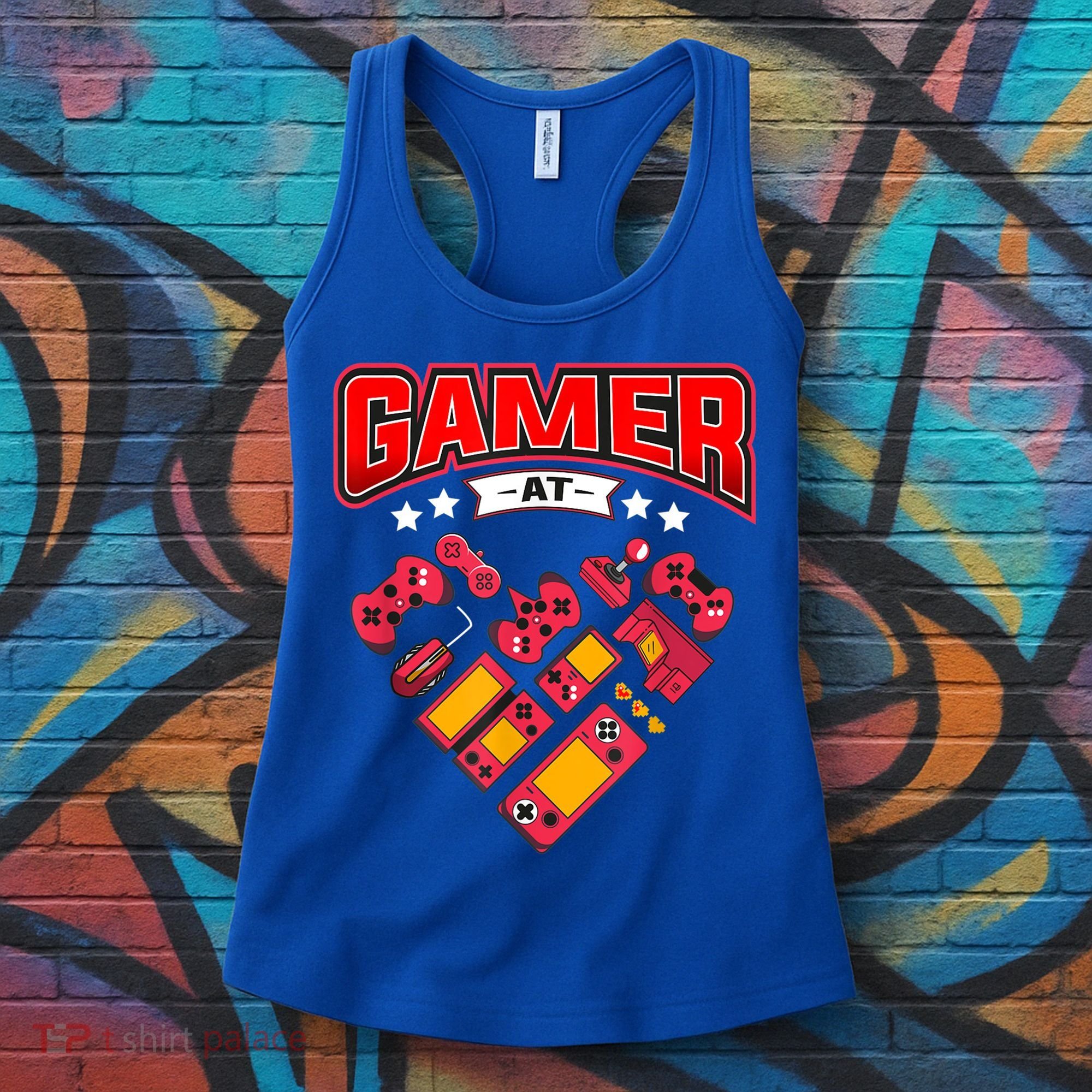 Video Gamer At Heart Gift For Mens Boys Valentines Day Gift Women's Tank Top