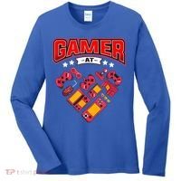 Video Gamer At Heart Gift For Mens Boys Valentines Day Gift Women's Long Sleeve Shirt thumb 0