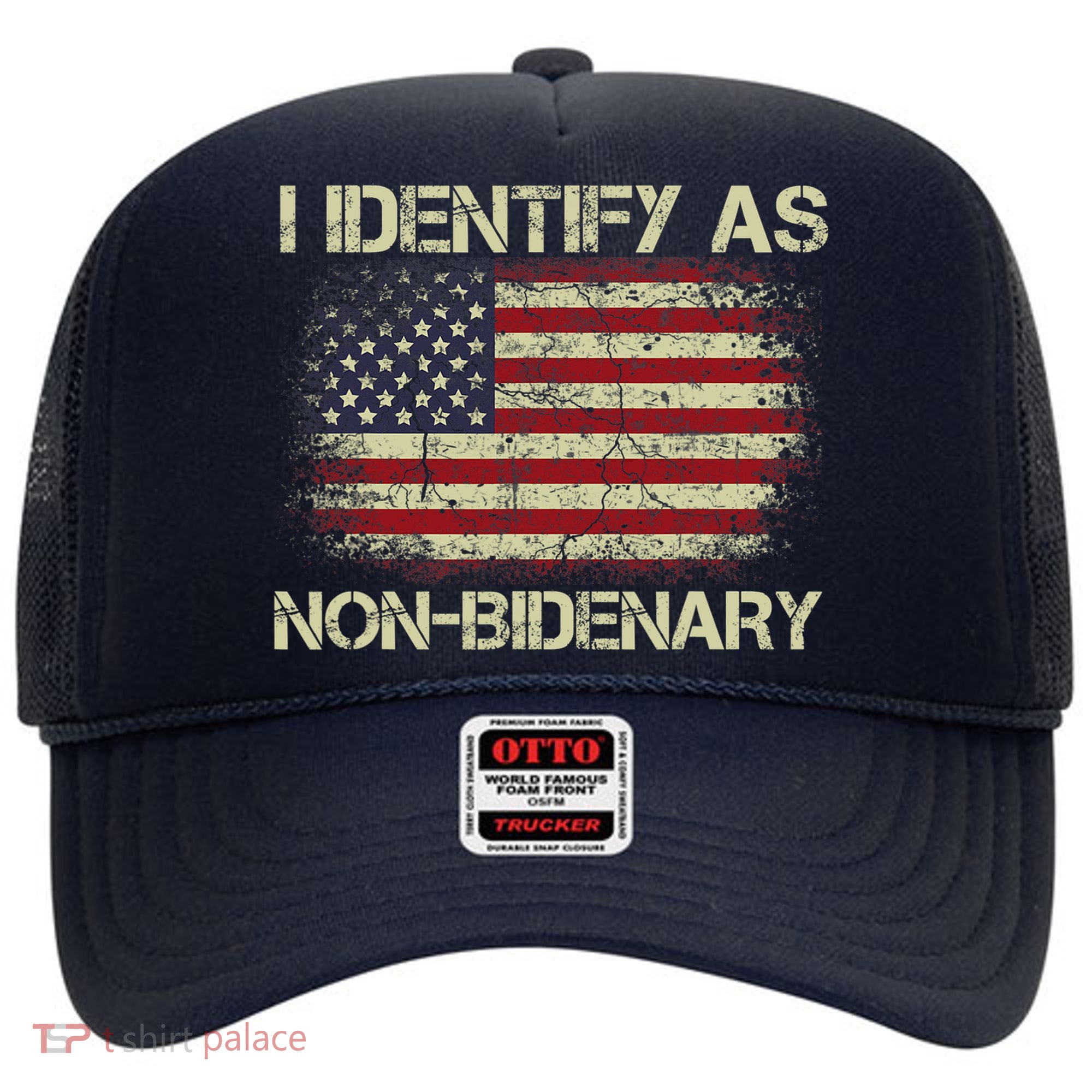 Vintage Grunge American Flag I Identify As Non Bidenary Hat