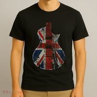 Vintage Guitar British Jack Union Flag Rock Guitarist T-Shirt thumb 3