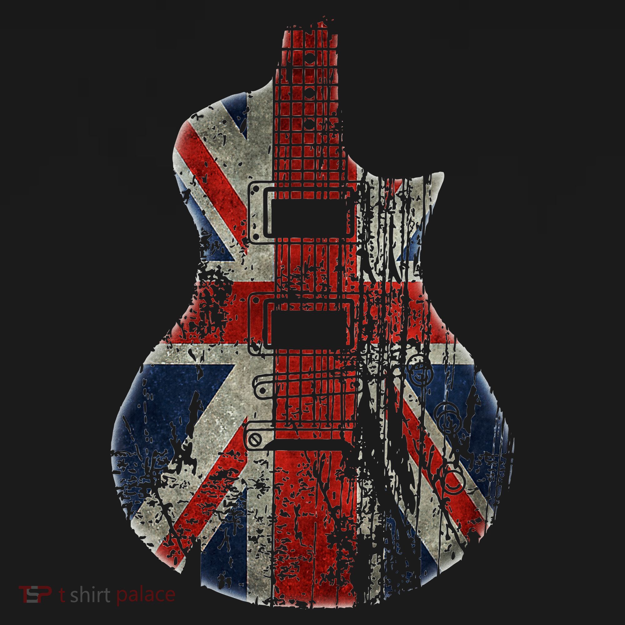 Vintage Guitar British Jack Union Flag Rock Guitarist T-Shirt