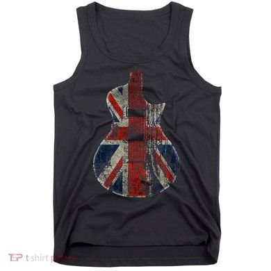 Vintage Guitar British Jack Union Flag Rock Guitarist Tank Top