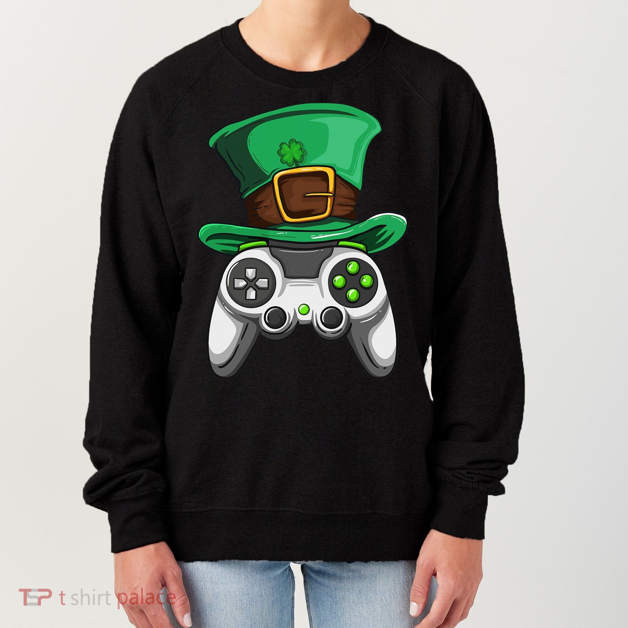 Video Gamer Controller Leprechaun Hat St. Patricks Day Boys Women's Sweatshirt