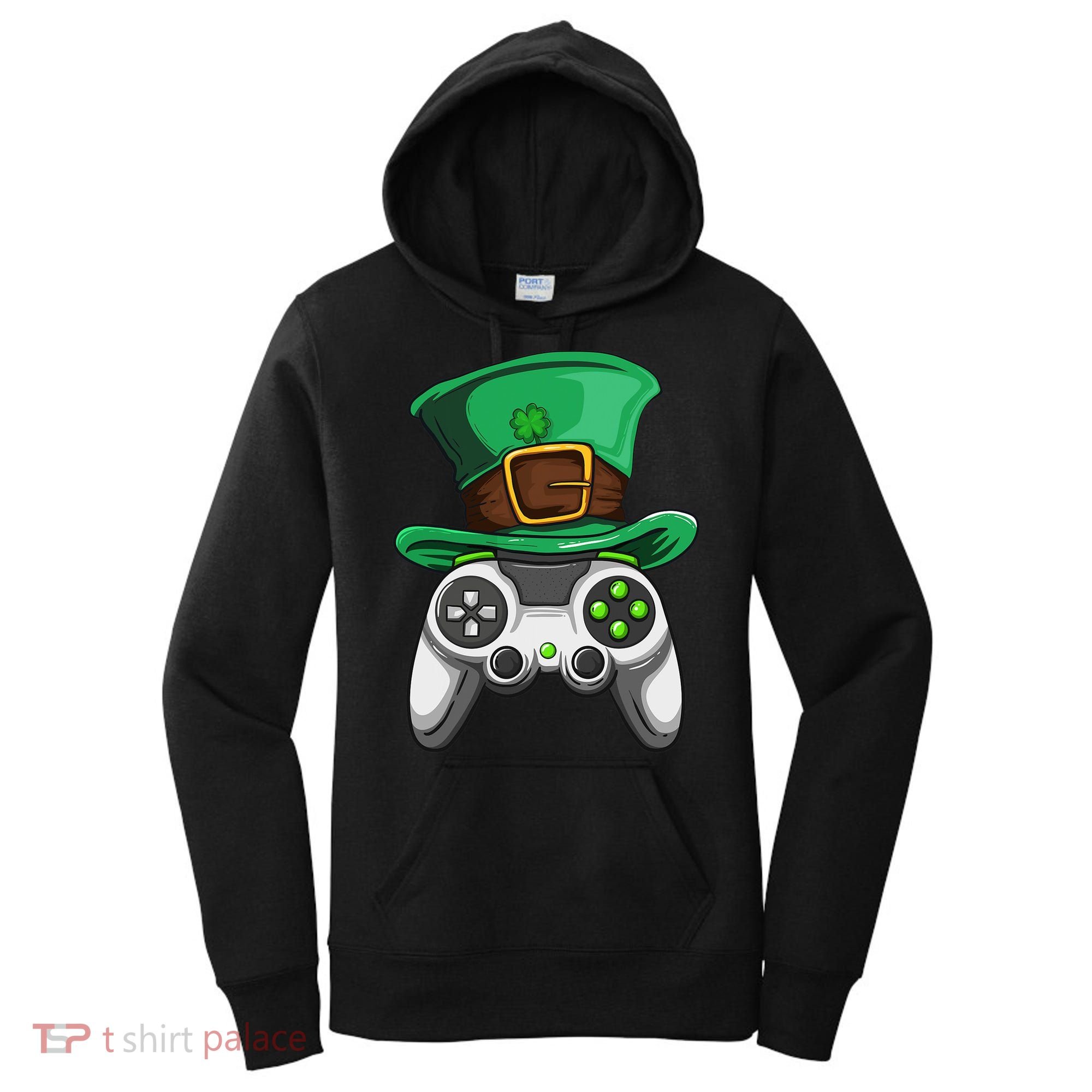 Video Gamer Controller Leprechaun Hat St. Patricks Day Boys Women's Hoodie