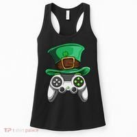 Video Gamer Controller Leprechaun Hat St. Patricks Day Boys Women's Tank Top thumb 0