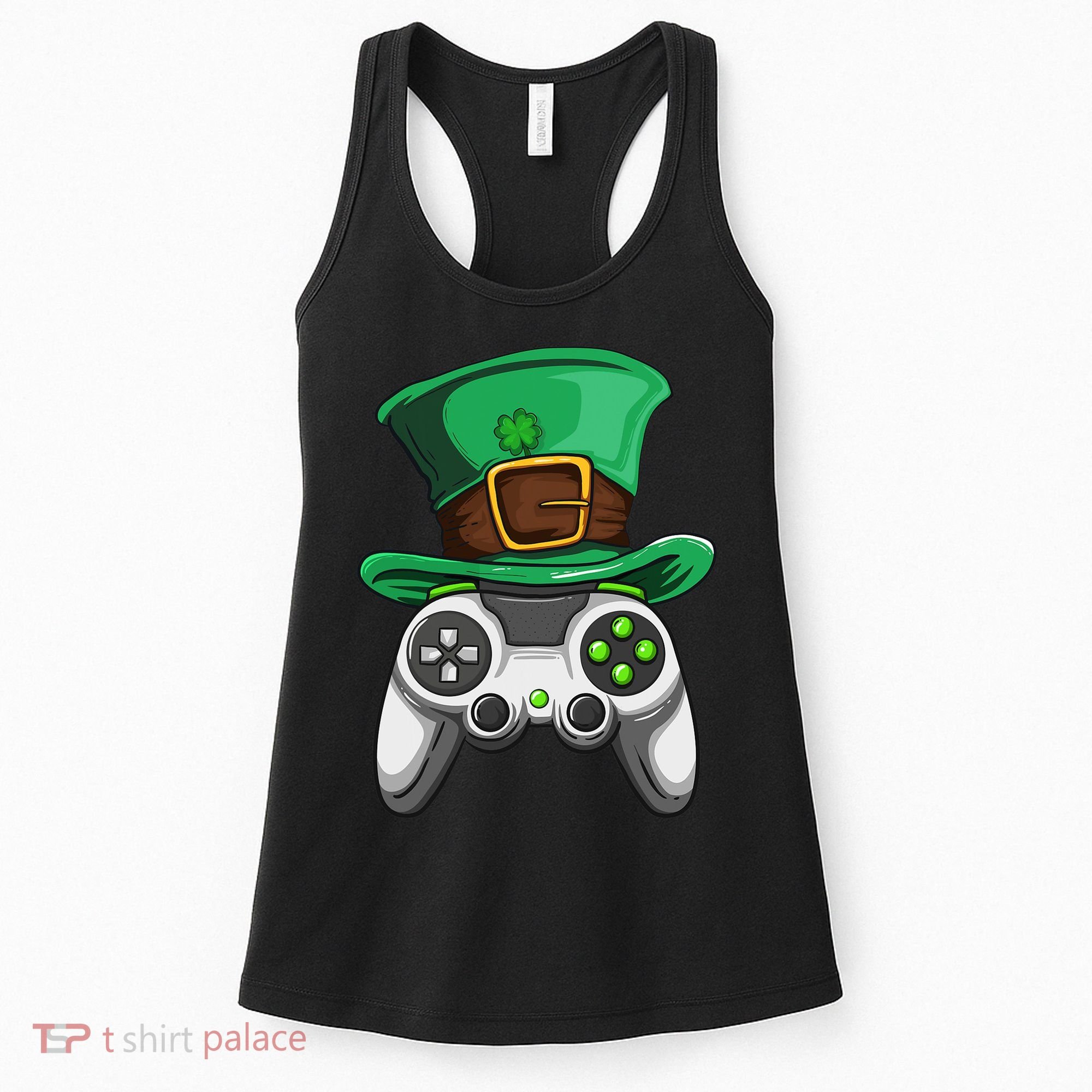Video Gamer Controller Leprechaun Hat St. Patricks Day Boys Women's Tank Top
