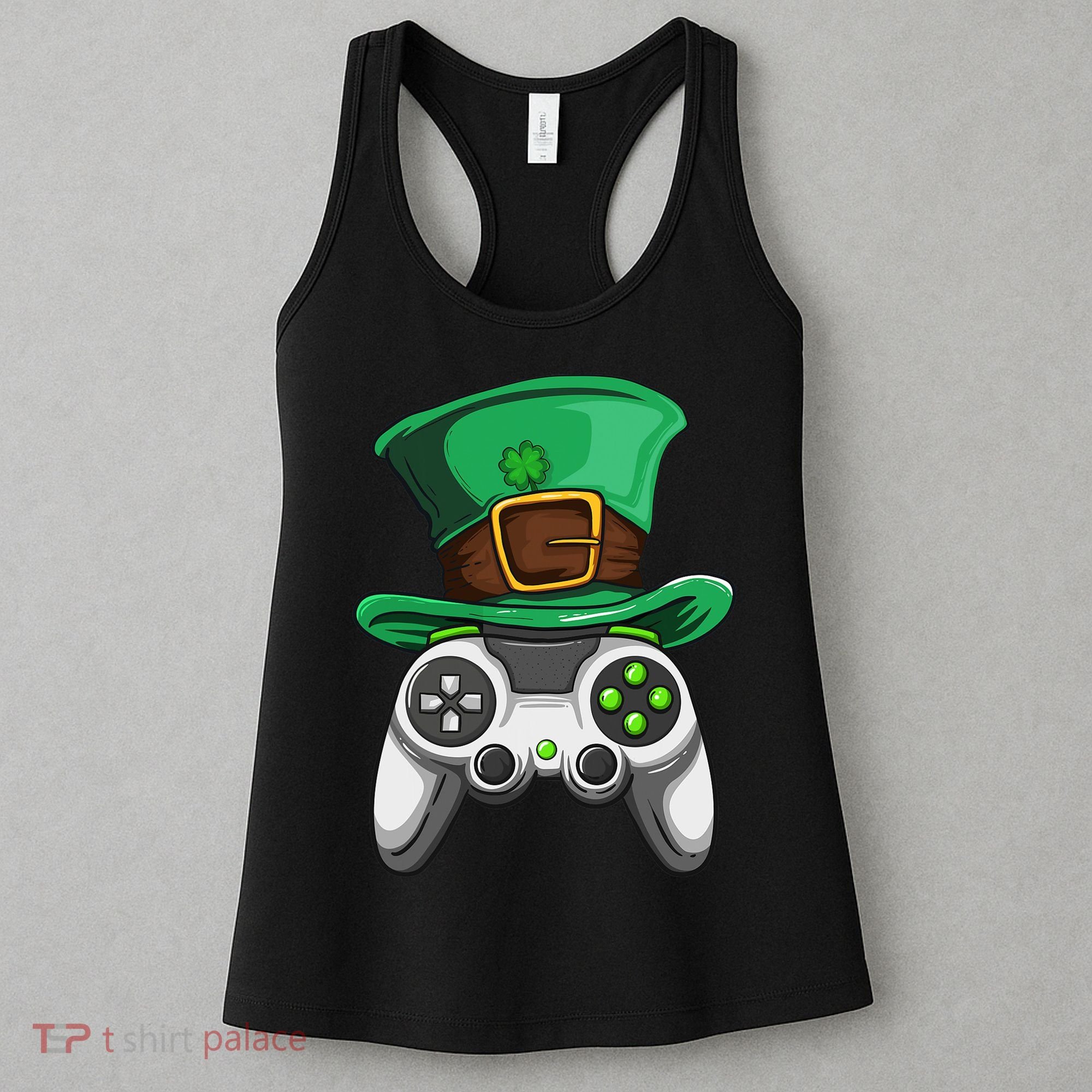 Video Gamer Controller Leprechaun Hat St. Patricks Day Boys Women's Tank Top