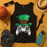 Video Gamer Controller Leprechaun Hat St. Patricks Day Boys Tank Top thumb 4