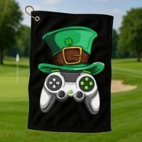 Video Gamer Controller Leprechaun Hat St. Patricks Day Boys Golf Towel thumb 1