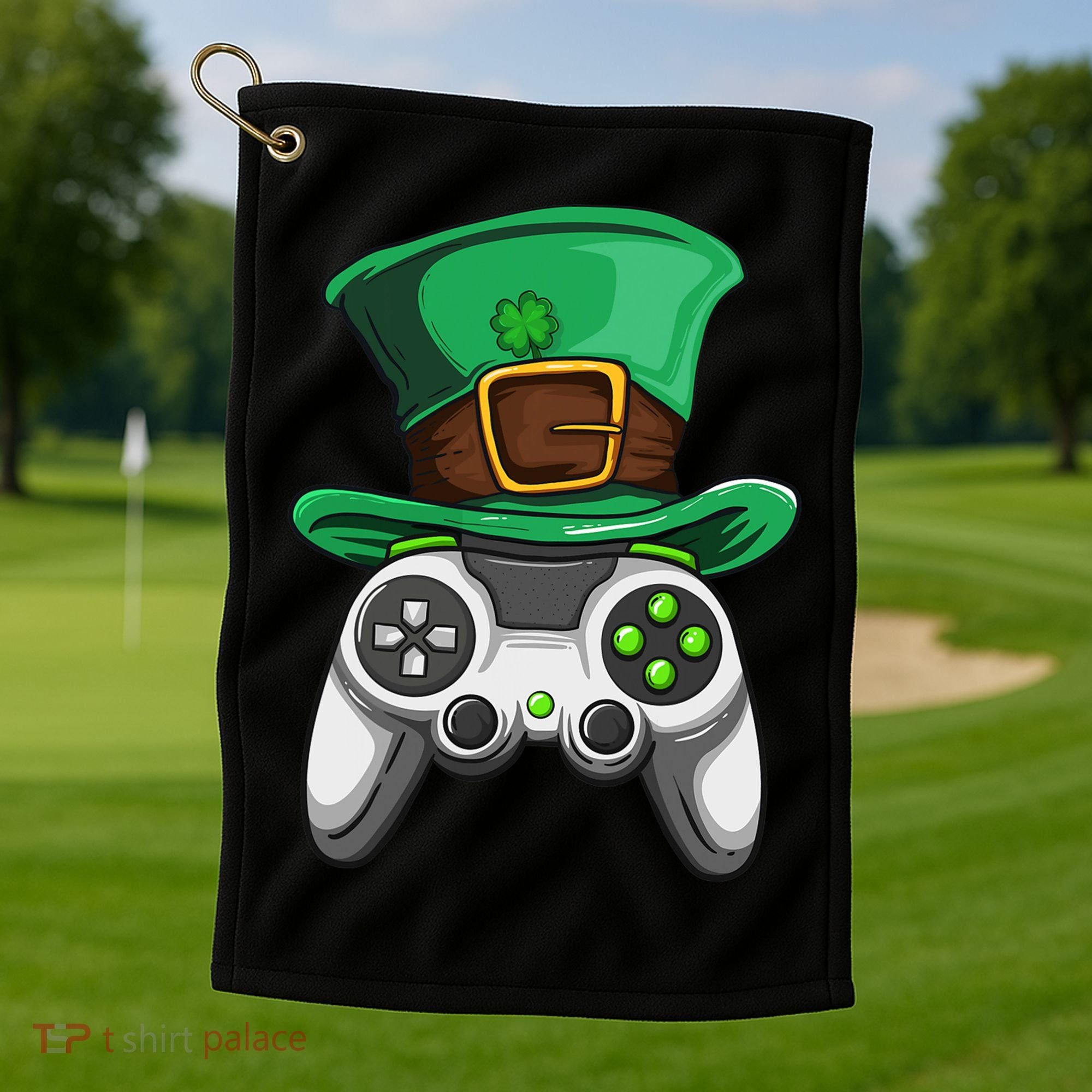 Video Gamer Controller Leprechaun Hat St. Patricks Day Boys Golf Towel