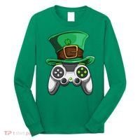 Video Gamer Controller Leprechaun Hat St. Patricks Day Boys Long Sleeve Shirt thumb 0