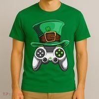 Video Gamer Controller Leprechaun Hat St. Patricks Day Boys T-Shirt thumb 3